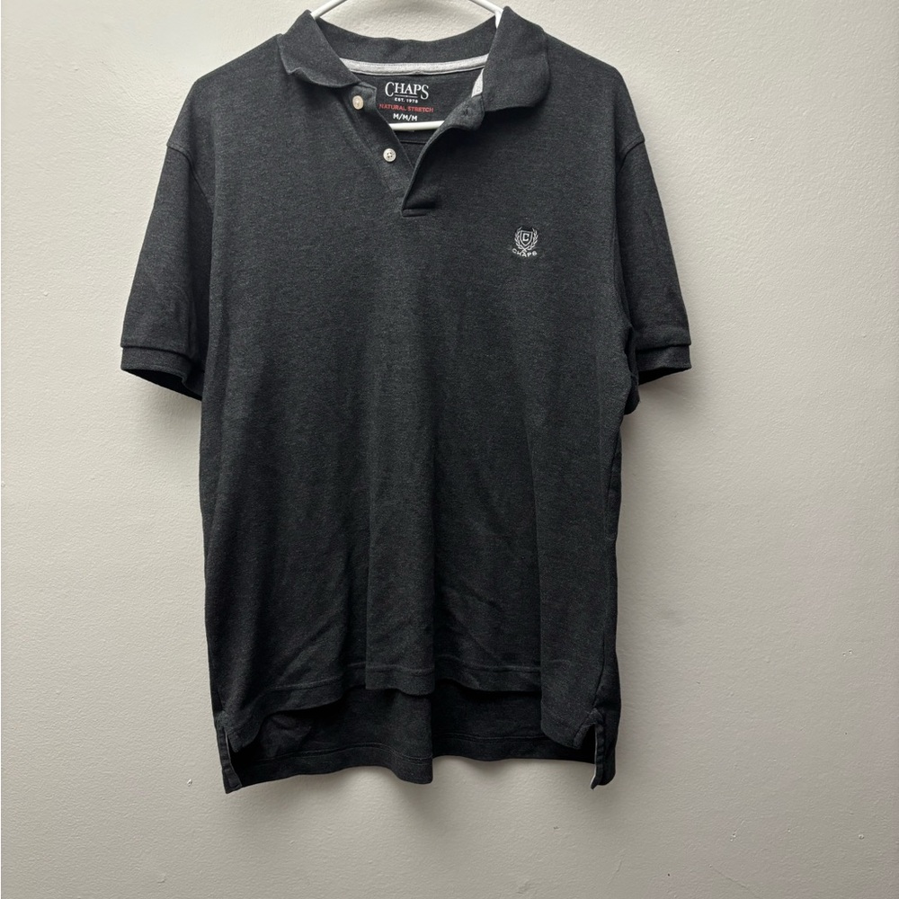 Chaps by Ralph Lauren Men's Medium Polo Shirt Dark Gray Natural Stretch